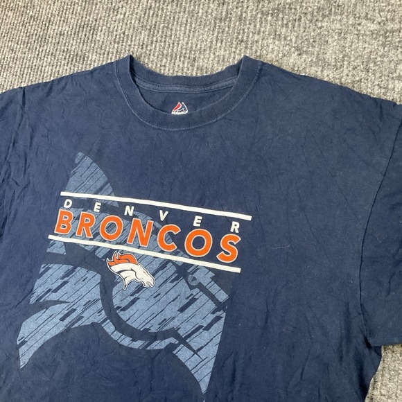2017 Denver Broncos Mens Size L Blue Majestic T-Shirt - Picture 1 of 11